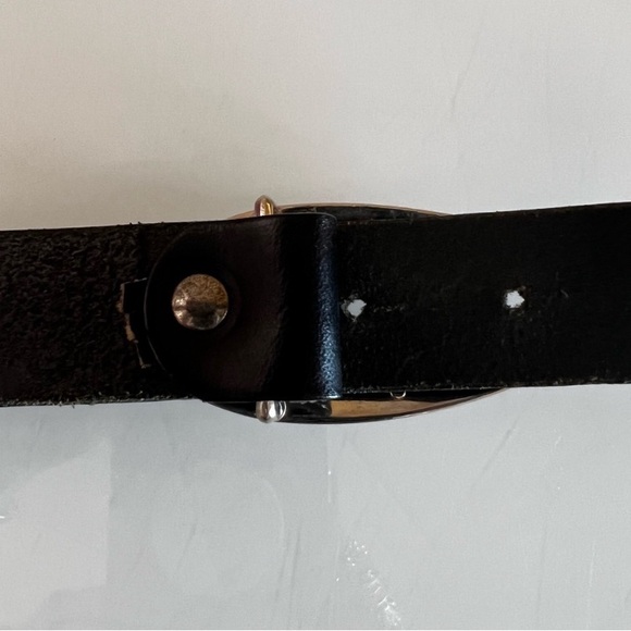 HEXAGONE CUR | Black & silver retro size large leather belt - Picture 8 of 9